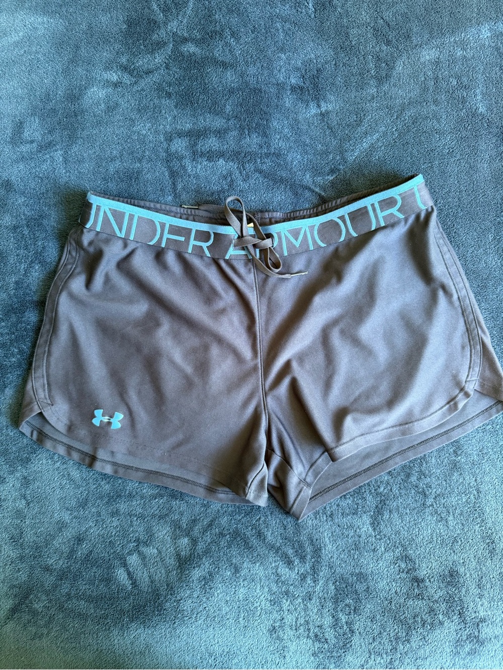 Under Armour Women's Brown Athletic Shorts with Teal Trim